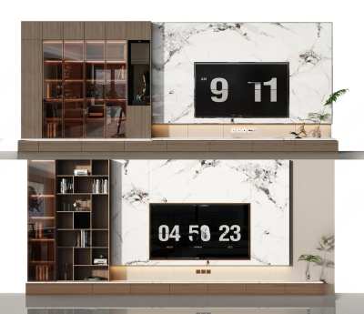 现代电视背景墙3D模型下载